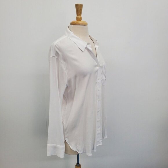 Torrid Womens Rayon Slub Drop Shoulder Button Front Shirt Size 00 M/L White NWT - Picture 2 of 16